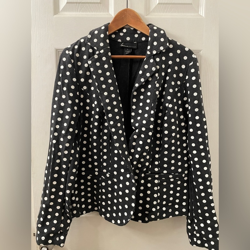Lane Bryant Black and White Polka Dot Blazer